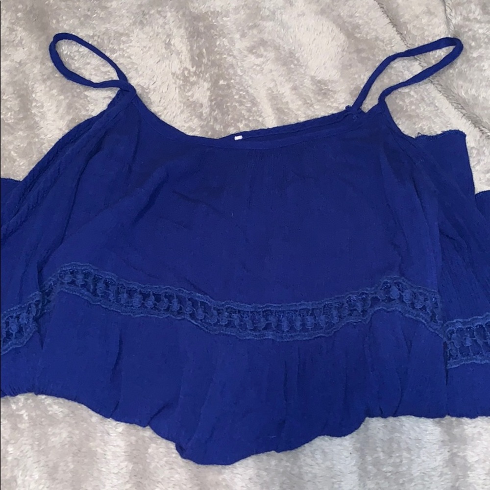 Blue off the shoulder long sleeve